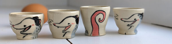 opossum egg cup cute handmade kness