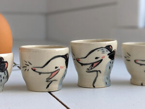 opossum egg cup cute handmade kness