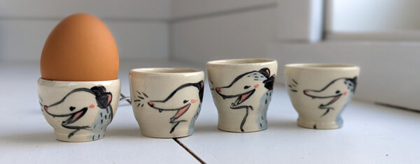 opossum egg cup cute handmade kness