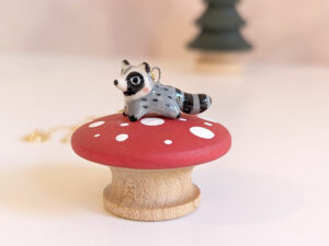 raccoon pendant porcelain