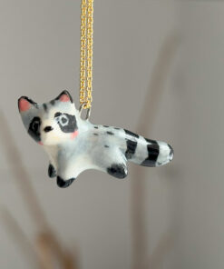 raccoon pendant porcelain