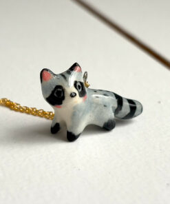raccoon pendant porcelain