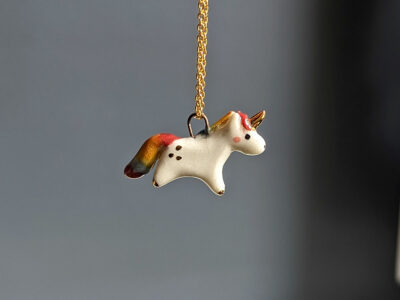 Porcelain Pendant - Rainbow Unicorn - Image 4