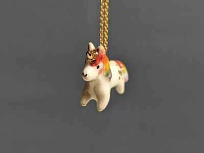 Porcelain Pendant - Rainbow Unicorn - Image 3