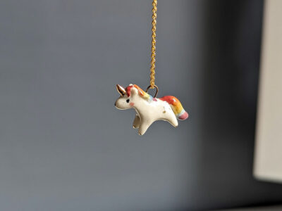 Porcelain Pendant - Rainbow Unicorn - Image 2