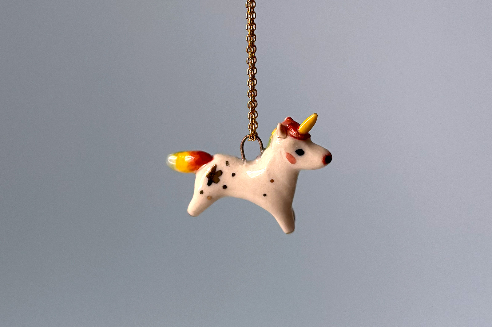 Porcelain Pendant - Rainbow Unicorn - Image 3