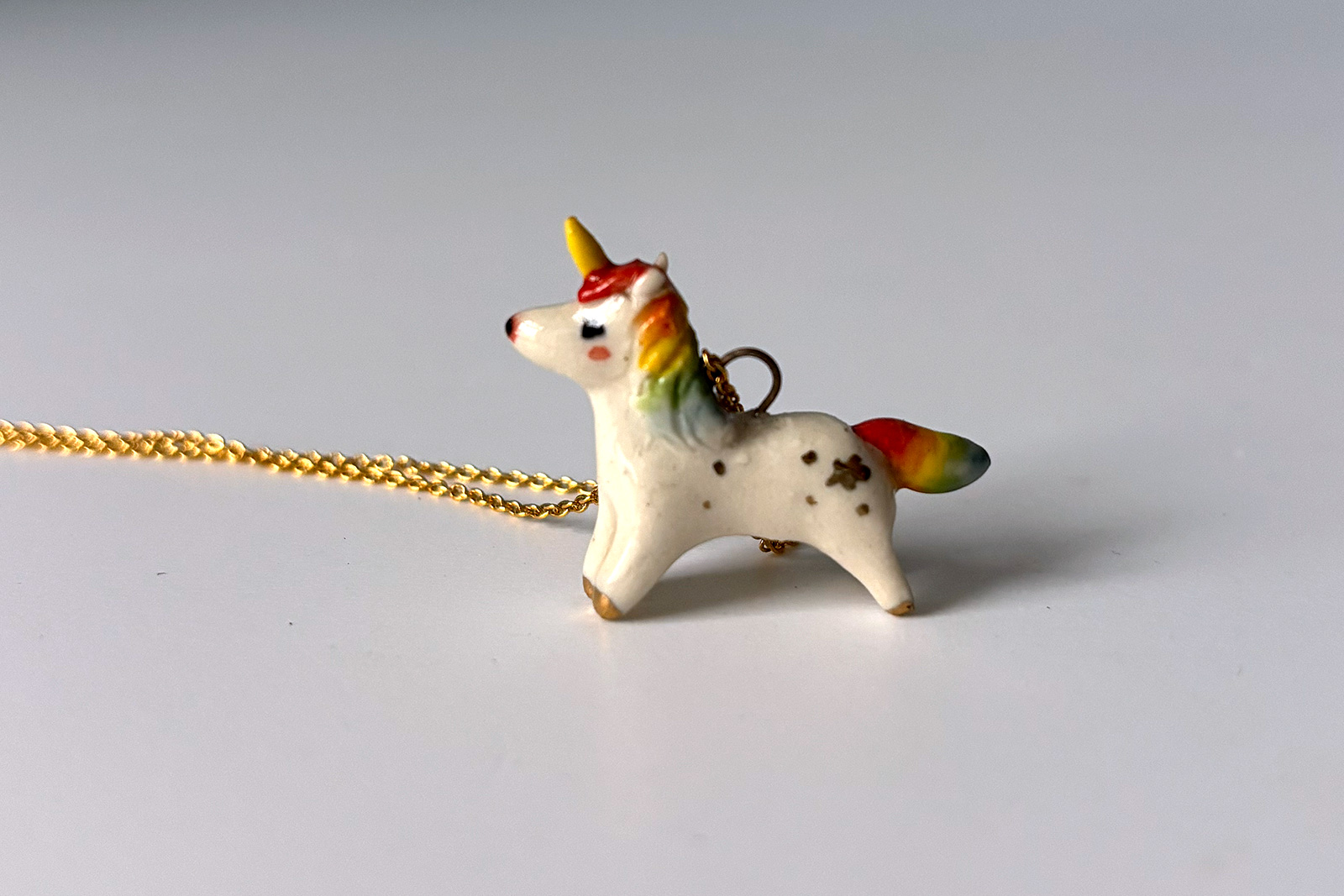 Porcelain Pendant - Rainbow Unicorn - Image 4