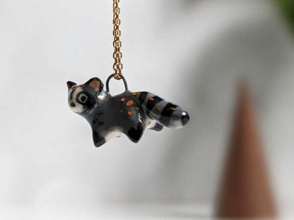 raccoon pendant porcelain