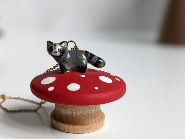 raccoon pendant porcelain