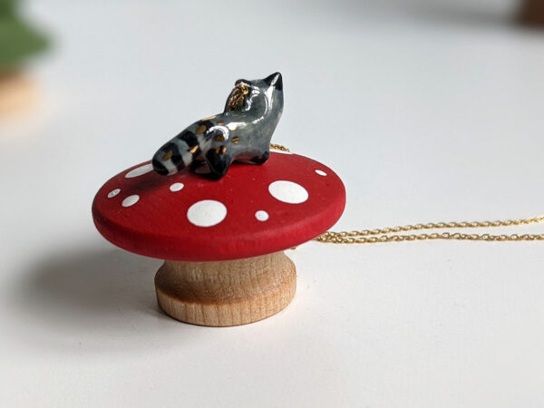 raccoon pendant porcelain