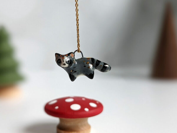 raccoon pendant porcelain