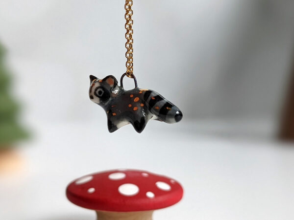 raccoon pendant porcelain