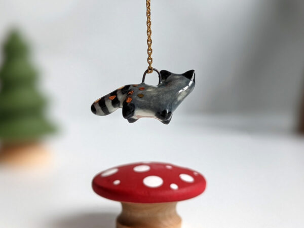 raccoon pendant porcelain