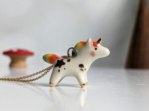 porcelain unicorn pendant
