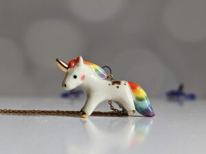 cute gift porcelain pendant unicorn rainbow