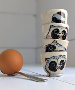 raccoon egg cup cute handmade kness