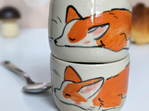 adorable corgi sleeping cup handmade