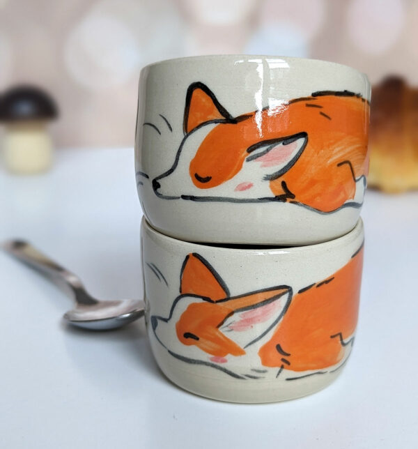 adorable corgi sleeping cup handmade