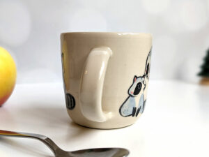 stoneware mug rccoon family