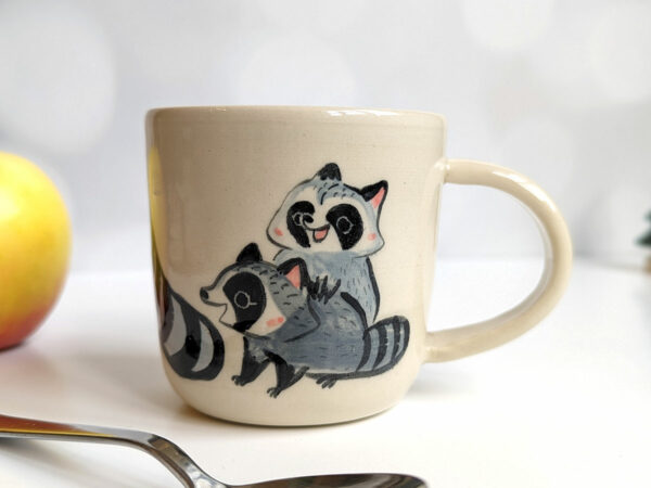 stoneware mug rccoon family