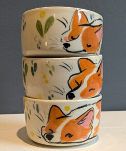 adorable corgi sleeping cup handmade