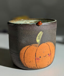 raccoon cup black clay