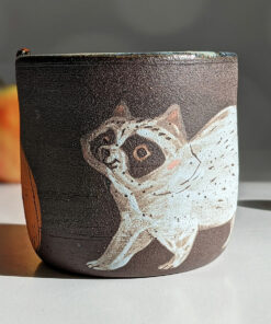 raccoon cup black clay