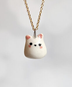 Porcelain Pendant - Ghost Kitty