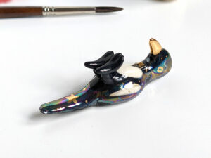 magpie porcelain brush rest chopstick rest