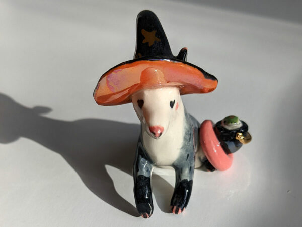 opossum witch figurine