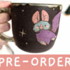 pre order black stoneware mug with bats