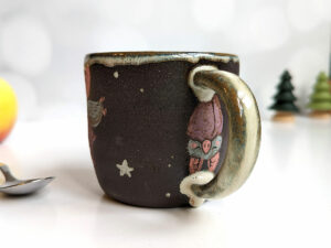 cute bat mug handmade black stoneware