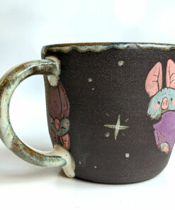 cute bat mug handmade black stoneware