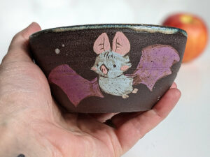 bat bowl black stoneware