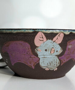 bat bowl black stoneware