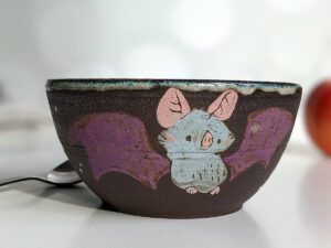 bat bowl black stoneware