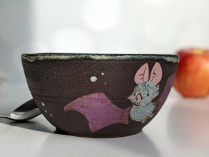 bat bowl black stoneware