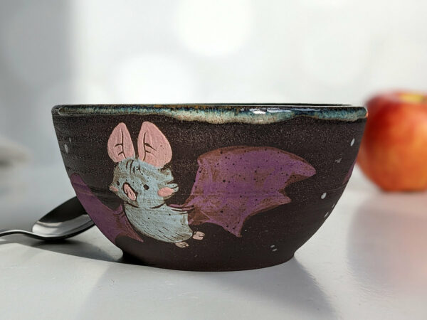 bat bowl black stoneware