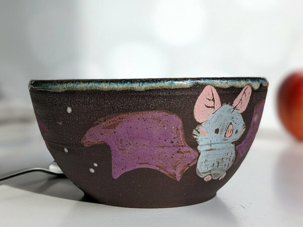 bat bowl black stoneware