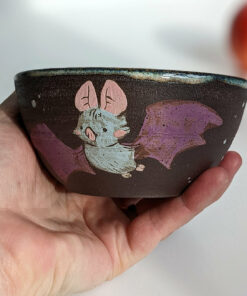 bat bowl black stoneware