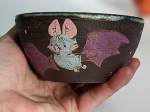 bat bowl black stoneware