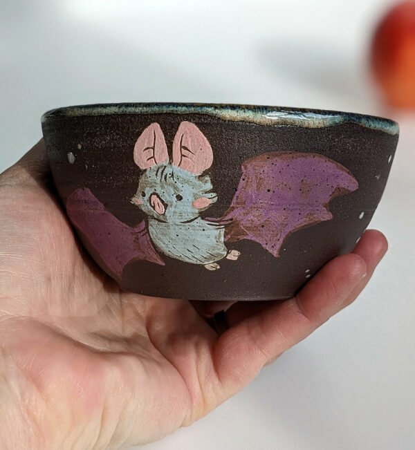 bat bowl black stoneware