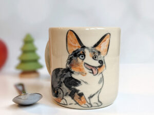 custom commission mug corgi portrait