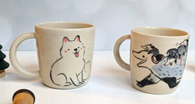 Opossum and Samoyed Mugs