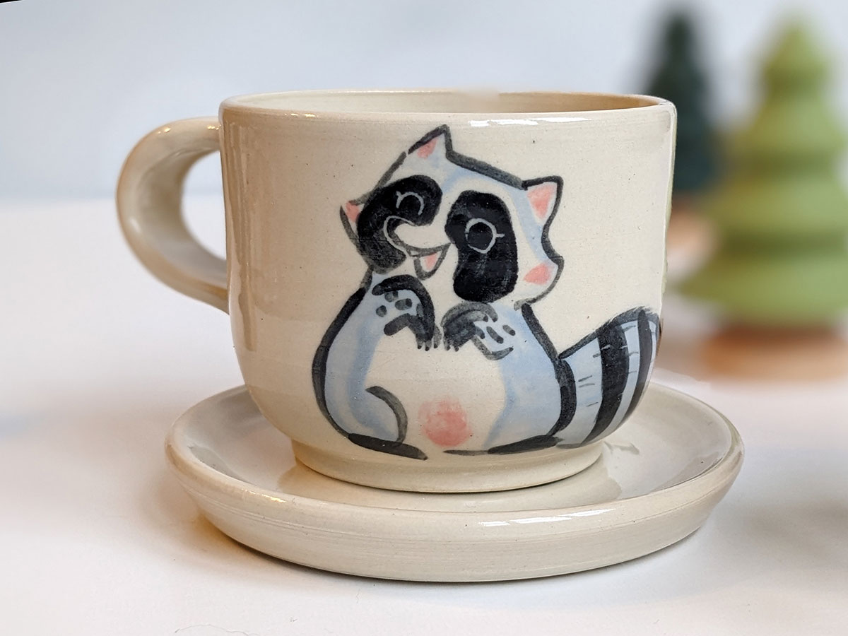 custom ceramics order raccoon espresso cup