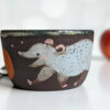 opossum pumpkin cute black stoneware bowl