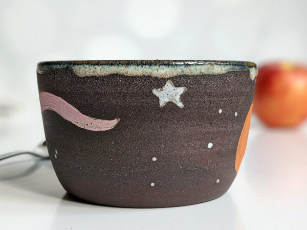 opossum pumpkin cute black stoneware bowl