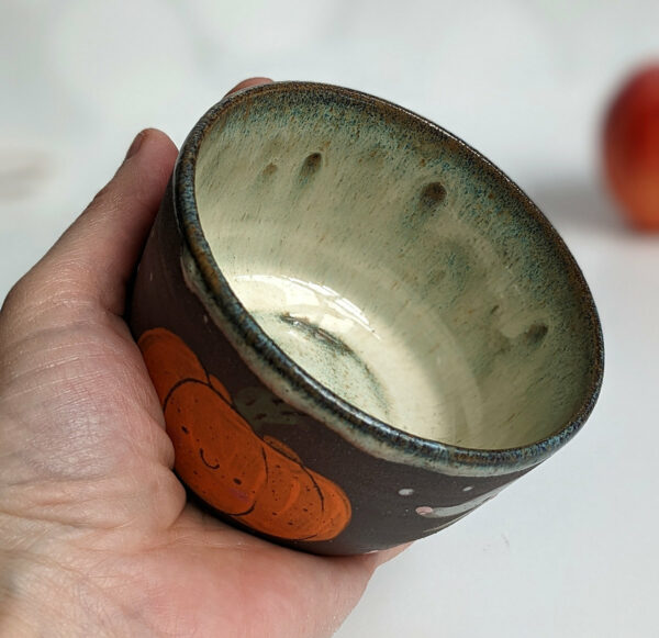 opossum pumpkin cute black stoneware bowl