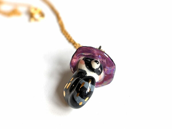 porcelain pendant witch hat raccoon