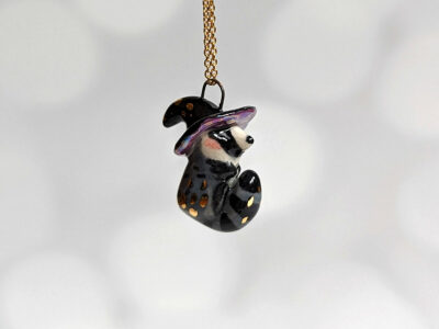 Porcelain Pendant : Raccoon Witch - Image 6